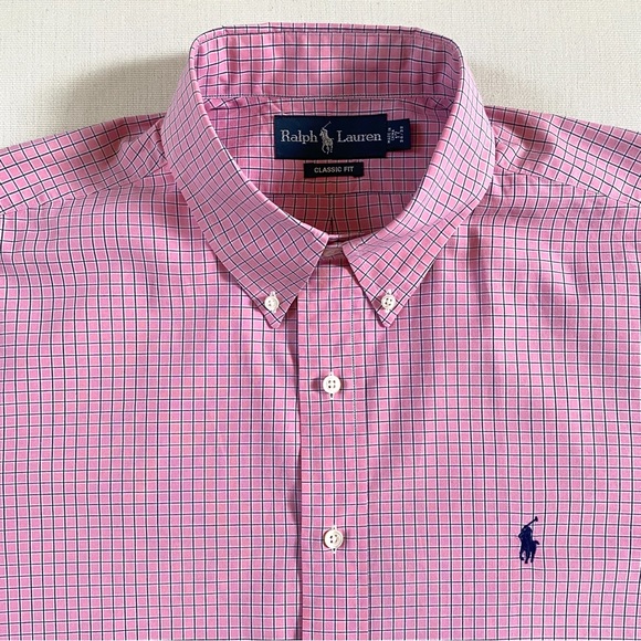 RALPH LAUREN CLASSIC FIT 100% COTTON MEN’S CHECK SHIRT, SIZE 17 34/35 - Picture 7 of 15